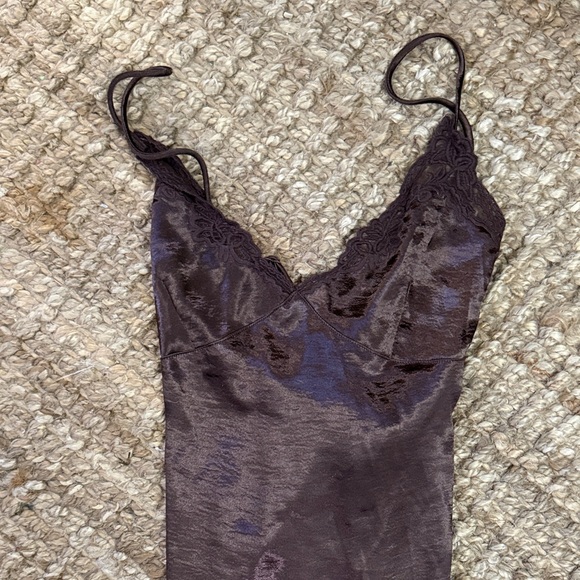 Urban Outfitters Brown Satin Slip Dress - Picture 2 of 4